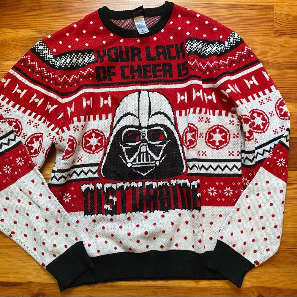 NWOT Star Wars Red and White Ugly Christmas Sweater Large